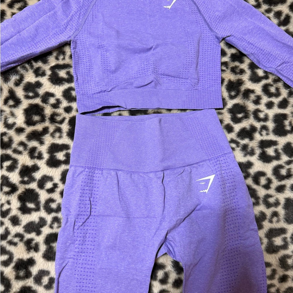 Gymshark Purple Seamless Long-Sleeve Crop & Leggings Set